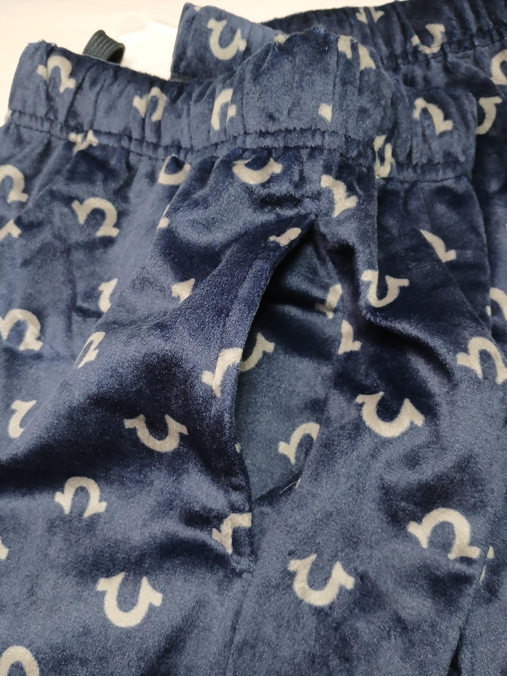 True Religion Men's Pajama Bottoms Navy Blue with Grey Logo Print - Picture 5 of 7
